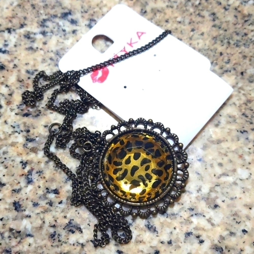 Women's Leopard Antique Gold Vintage Necklace Pendent Chain Necklace